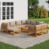vidaXL 10-tlg. Garten-Lounge-Set mit Taupe Kissen Massivholz