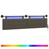 vidaXL H&auml;ngendes Kopfteil Mit LED Licht Grau Kunstleder