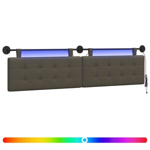 vidaXL H&auml;ngendes Kopfteil Mit LED Licht Grau Kunstleder