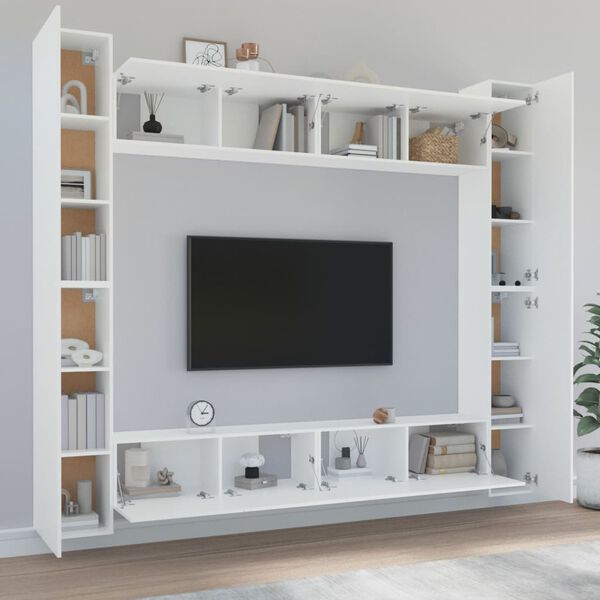 vidaXL 8-tlg. TV-Schrank-Set Weiß Holzwerkstoff
