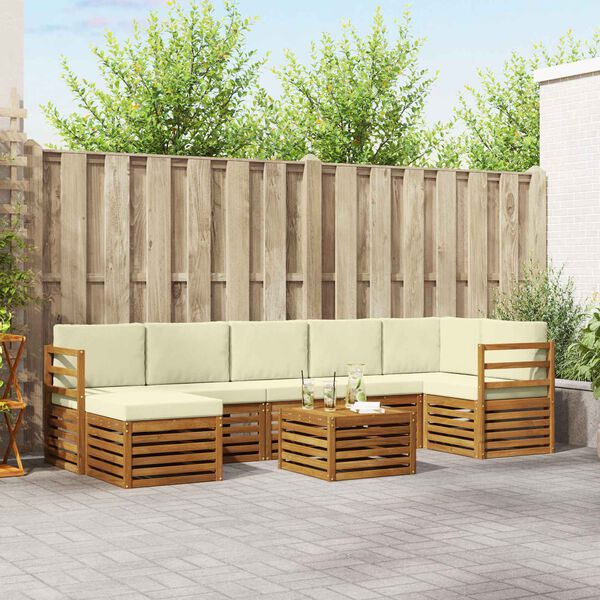 vidaXL Sofagarnituren 8 pcs Natur und Creme Massivholz Akazie