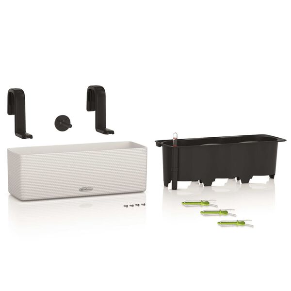 LECHUZA Blumenkasten CUBE color triple mit Halter Weiß 13680