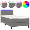 vidaXL Boxspringbett mit Matratze & LED Dunkelgrau 90x200 cm Stoff