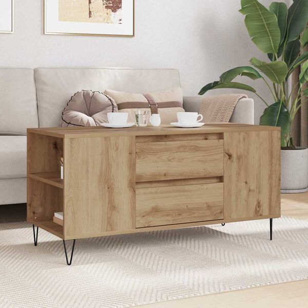 vidaXL Couchtisch Artisan-Eiche 102 x 44,5 x 50 cm Holzwerkstoff