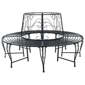 vidaXL Baumbank 8-Sitzanzahl &Oslash; 160 x 89 cm Stahl Schwarz Rund