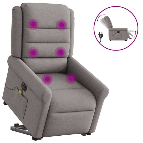 vidaXL Elektrischer Massagesessel mit Aufstehhilfe Taupe Stoff