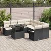 vidaXL Garten-Sofa-Set mit Kissen 9 pcs Schwarz Poly Rattan