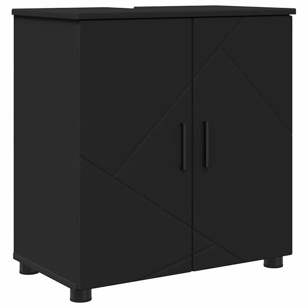 vidaXL Badezimmerschrank mit Speicher mit T&uuml;r Schwarz 61 x 35 x 64 cm