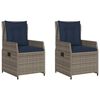 vidaXL Liegende Gartenst&uuml;hle 2 Stk. Grau Poly Rattan