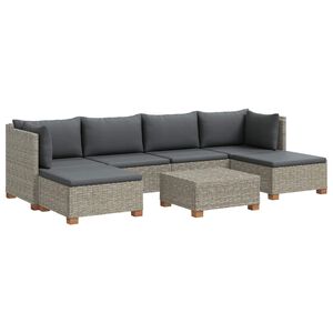 vidaXL 7 Stk. Rattan-Lounge-Set mit Kissen GENDT Naturrattan Kubu Grau