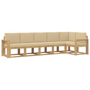 vidaXL Outdoor-Sofagarnitur 6 stk. Wei&szlig; und Beige Polyester