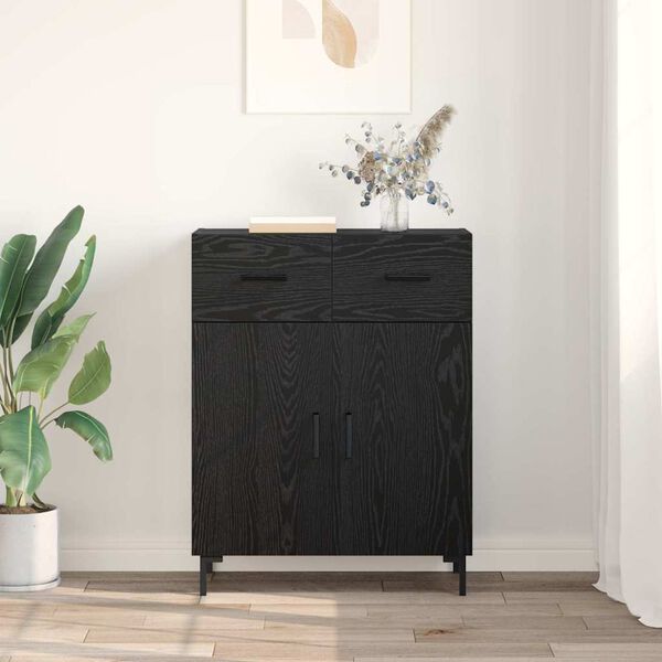 vidaXL Sideboard Schwarz Eichen-Optik 69,5 x 34 x 90 cm Holzwerkstoff