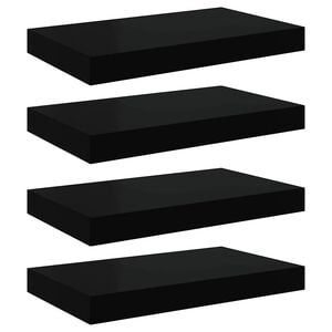 vidaXL Schweberegale 4 Stk. Schwarz 40x23,5x3,8 cm MDF