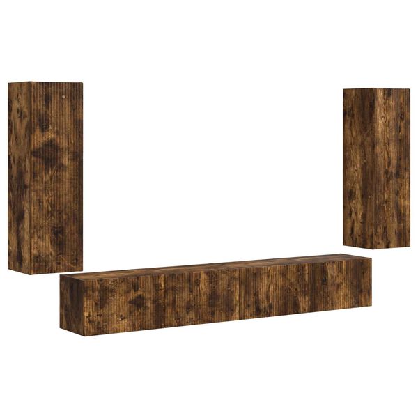 vidaXL TV-Wandregal-Set 4 pcs Ger&auml;ucherte Eiche Holzwerkstoff