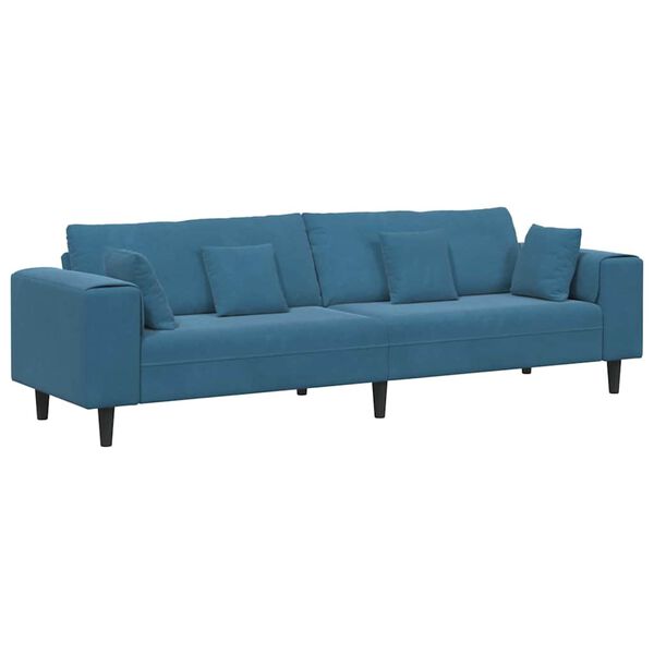 vidaXL Samt Sofa mit Kissen Blau 208 cm Samt