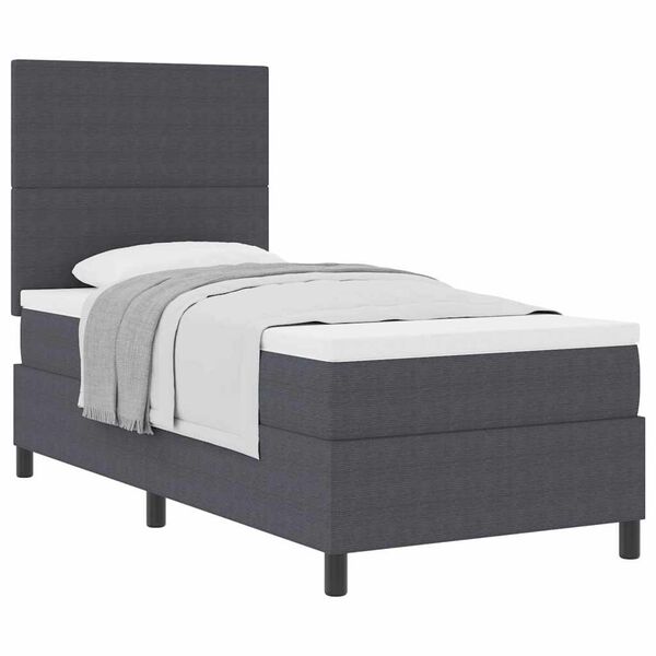 vidaXL Boxspringbett Dunkelgrau und Wei&szlig; 90 x 190 cm Cordstoff