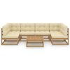 vidaXL 7-tlg Garten-Lounge-Set mit Kissen Honigbraun Massivholz Kiefer