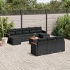 vidaXL 11-tlg. Garten-Sofagarnitur mit Kissen Schwarz Poly Rattan