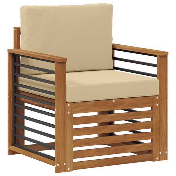 vidaXL Outdoor-Sofagarnitur Massives Akazienholz und Polyester Natur