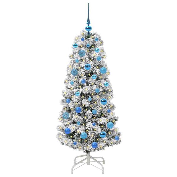 vidaXL K&uuml;nstlicher klappbarer Weihnachtsbaum Gr&uuml;n und Wei&szlig; 150 cm