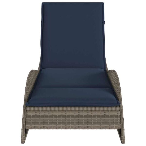 vidaXL Sonnenliege mit Auflage Grau 60x205x73 cm Poly Rattan