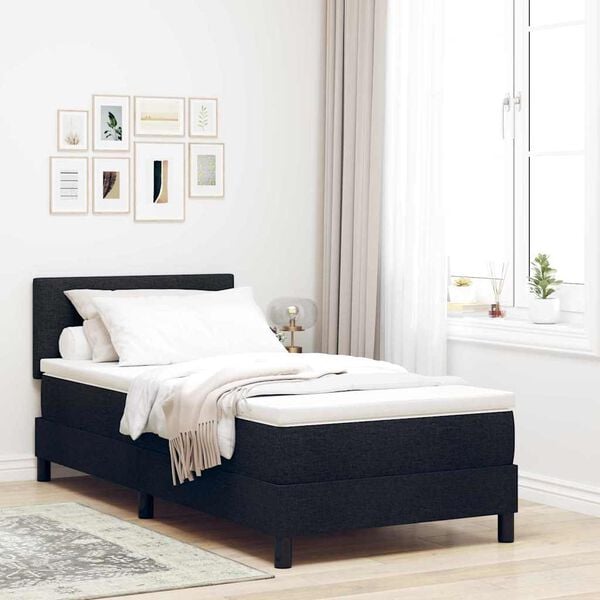 vidaXL Boxspringbett mit Matratze Schwarz 90 x 200 cm Stoff