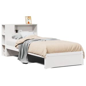 vidaXL Massivholzbett mit Regal ohne Matratze Wei&szlig; 75x190 cm Kiefer