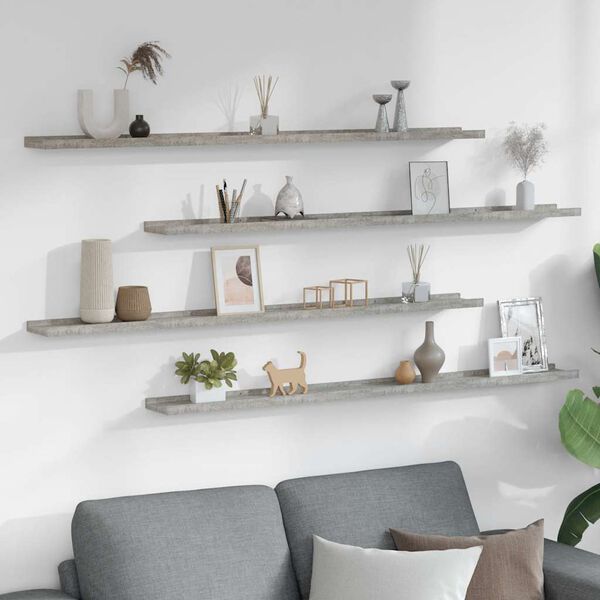 vidaXL Wandregale 4 Stk. Betongrau 115x9x3 cm