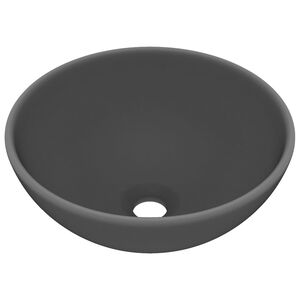 vidaXL Luxus-Waschbecken Rund Matt Dunkelgrau 32,5x14 cm Keramik