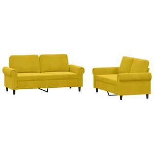 vidaXL 2-tlg. Sofagarnitur mit Kissen Gelb Samt