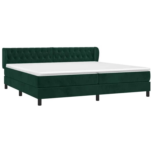 vidaXL Boxspringbett mit Matratze Dunkelgr&uuml;n 200x200 cm Samt