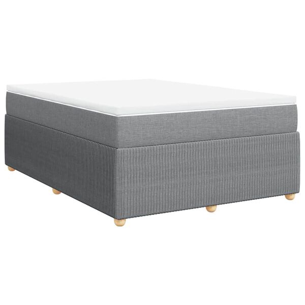 vidaXL Boxspringbett mit Matratze Hellgrau 140x200 cm Stoff