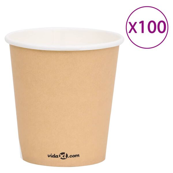 vidaXL Pappbecher 200 ml 100 Stk. Braun