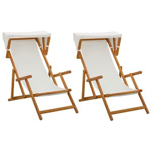 vidaXL Liegestuhl 2 pcs 3 Position Massives Eukalyptus Holz Creme