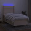 vidaXL Boxspringbett mit Matratze & LED Creme 100x200 cm Stoff