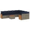 vidaXL 10-teiliges Gartensofa-Set mit Kissen, grau, Polyrattan