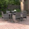 vidaXL 7-tlg. Garten-Essgruppe Poly Rattan und Hartglas Grau