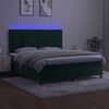 vidaXL Boxspringbett mit Matratze & LED Dunkelgr&uuml;n 180x200 cm Samt