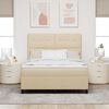 vidaXL Boxspringbett mit Matratze Creme 140 x 200 cm Stoff