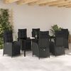 vidaXL Garten Essgruppe mit Kissen 7 pcs Schwarz Poly-Rattan