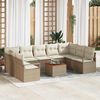 vidaXL Garten-Sofa-Set mit Kissen 10 pcs Beige Poly Rattan
