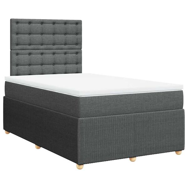 vidaXL Boxspringbett mit Matratze Dunkelgrau 120x200 cm Stoff