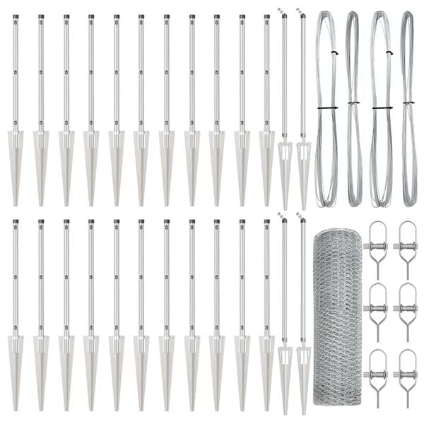 vidaXL Zaunpfosten Silber 50 x 0,8 m (25 mm Netz) Stahl