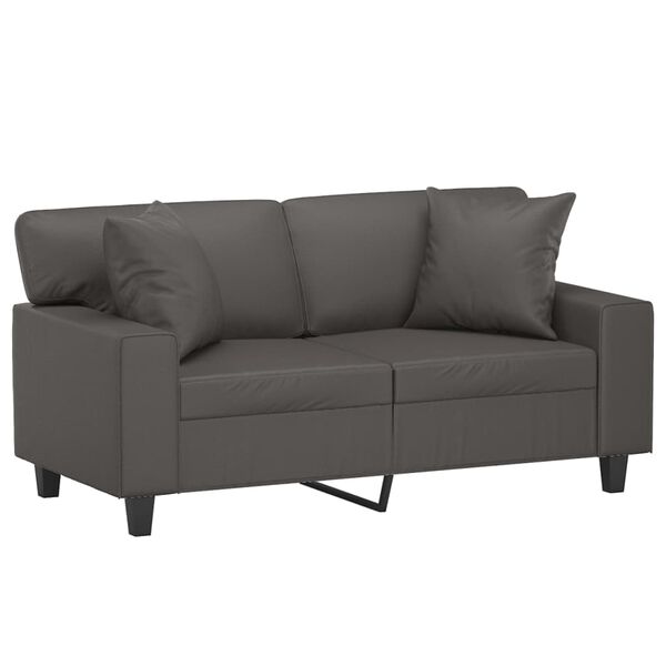 vidaXL 2-Sitzer-Sofa mit Kissen Grau 120 cm Kunstleder