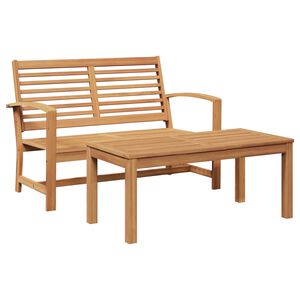 vidaXL Gartenbank und Tischset 2 St&uuml;ck Braun Massivholz Teak