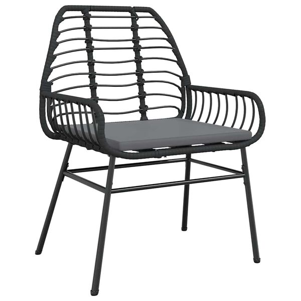vidaXL 5-tlg. Garten-Essgruppe mit Kissen Schwarz Poly Rattan Glas