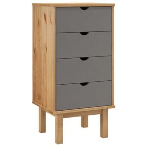 vidaXL Schubladenschrank OTTA Braun & Grau 45x39x90 cm Massivholz