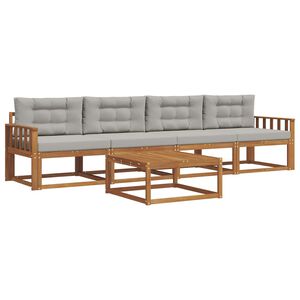 vidaXL Outdoor-Sofagarnitur mit Kissen 5 pcs Nat&uuml;rlich und Hellgrau