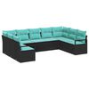 vidaXL Sofa Set mit Kissen 9 pcs Schwarz Poly Rattan