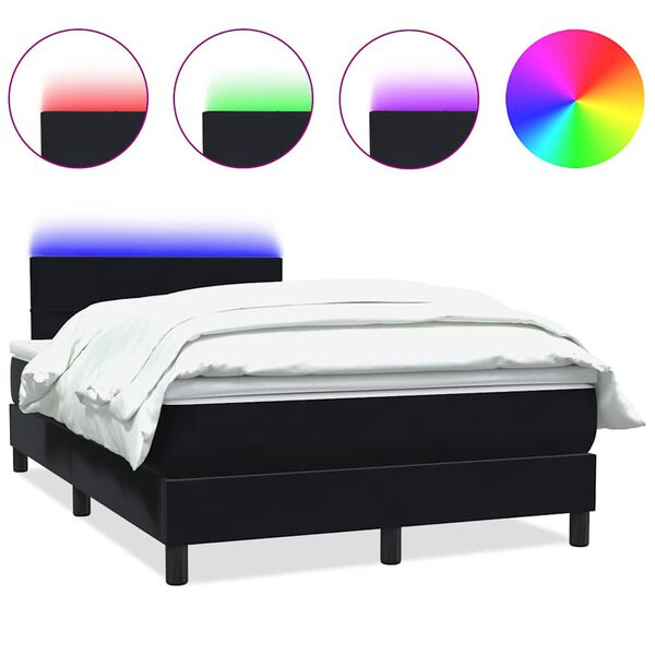 vidaXL Boxspringbett mit Matratze & LED Schwarz 120x220 cm Samt